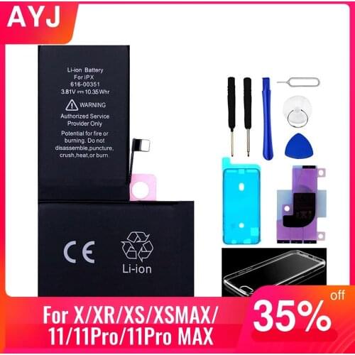 New AYJ AAA Quality Phone Battery for iphone X XR XS 11 Pro Max 5 5S SE 2020 6 6S 7 8 Plus High Capacity Zero Cycel Repair Tools