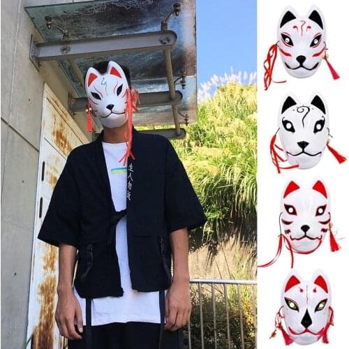 Anime Demon Slayer Fox Masks Japanese Cat Mask Half Face Masquerade Festival Kabuki Kitsune Masks Party Cosplay Props аниме