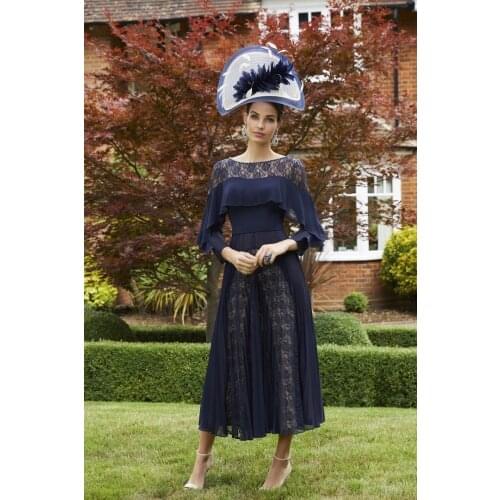 Tailor Shop mother of bride dress navy lace with tulle pleat skirt bride mother outfit party dress occasion wear