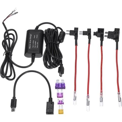 DC 12V to 5V Car Dash Cam Recorder Hard Wire Kit 10W Low-voltage Protection Line Micro Fuse Cable Kit