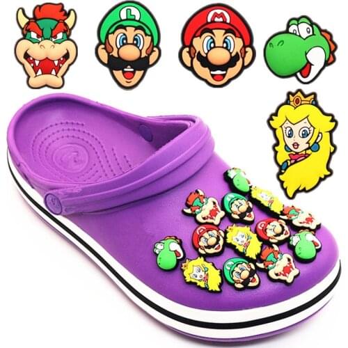 Free shipping 6pcs/set Cartoon Croc Charms PVC Novelty Shoe Accessories Shoe Decoration Buckle fit JIBZ Party X-mas Kids Gift
