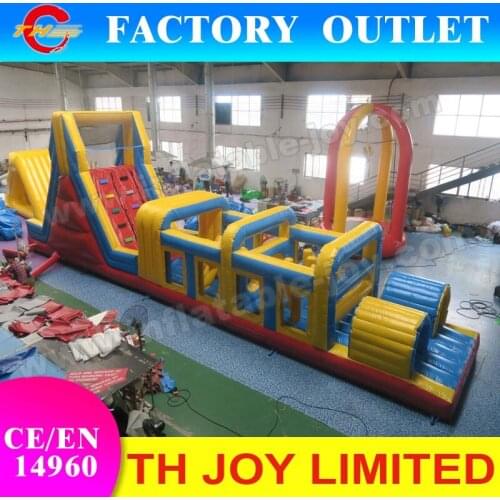 Free ship to sea port, 15*3*5m inflatable obstacle course, giant obstacle course for adults and children, commercial tunnels