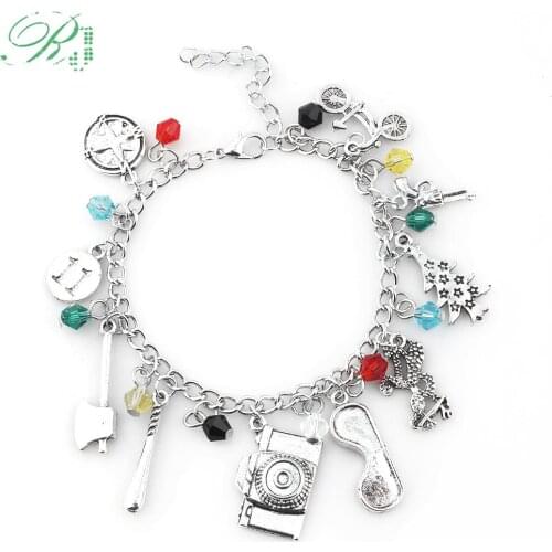 RJ Stranger Things Charms Bracelets Eleven Demogorgon Monster Alphabet Light Wall Crystal Bangles Girls Gifts Fashion Jewelry