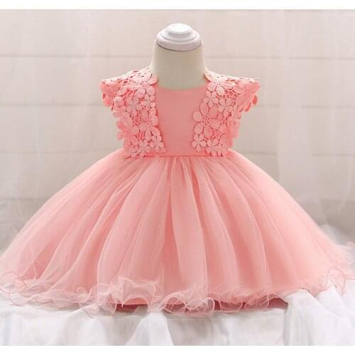 Infant Bow 1st Birthday Baby Dress Costumes Flower Tutu Princess Party Wedding Dress For Baby Christening First Communion Dress