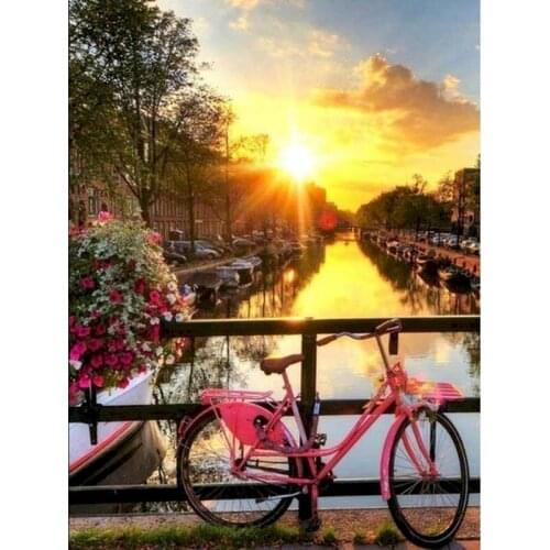 Gatyztory Sunset Glow Frame Diy Painting By Numbers Landscape Handpainted Artwork Canvas Colouring Wall Decor