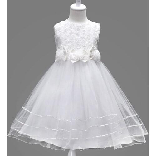 Hooyi Girl Baptism Dress Princess Party Birthday Formal Skirt Full Dress Ball gown girls Lace Tutu Dress Floral Costume