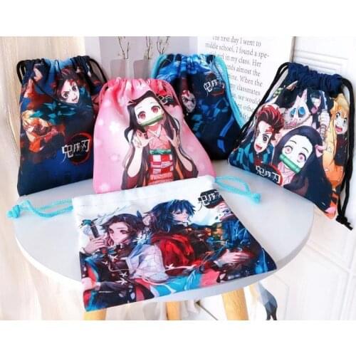 IVYYE 1PCS Kimetsu no Yaiba Anime Cartoon Drawstring Bags storage handbags makeup bag Coin Purses NEW