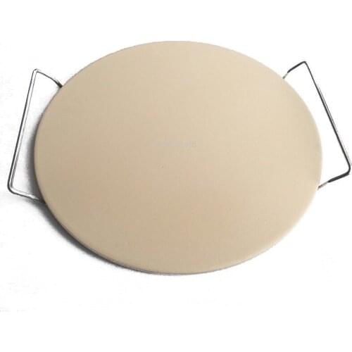 9/11/12/13/15'' Pizza Stone Board with Steel Handle Round Fire-resistant Ceramic Insulation Plate Pizza Stone board Baking molds