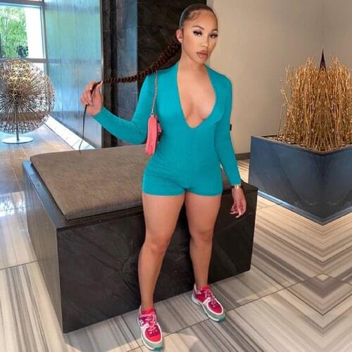 Summer Clothing Jumpsuit Women Sexy Nightclub Long Sleeve Bodysuit Fashion One Piece Club Outfits Lounge Streetwear Wholesale