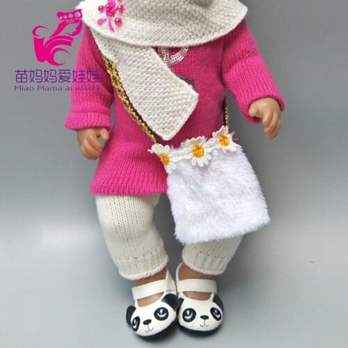 Baby dolls clothes set for 43cm born baby Doll knit dress hat scarf For 18 inch Girl Doll hat necklace Accessories