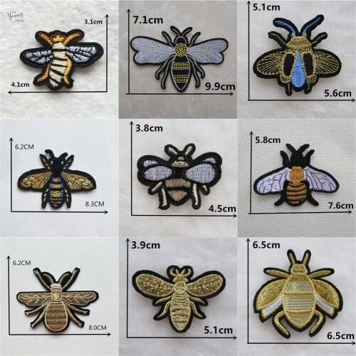 Hot sale Mix Style Bee ,Honey Stripes Patches Embroidery Iron On Patch Decoration Accessories insect thermo-stickers for clothes