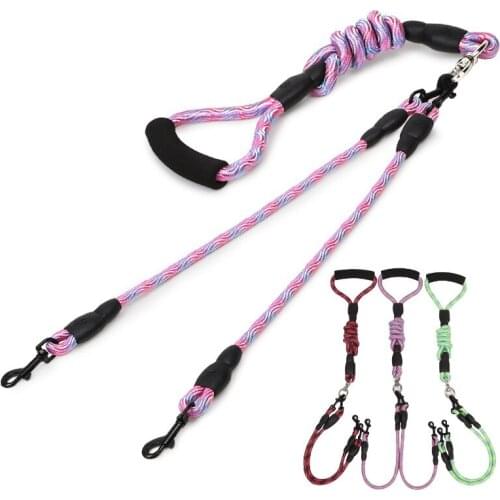 Anti winding detachable two dogs one tow two traction rope small dog Teddy multiple dog chain double head walking rope