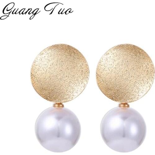 New Design Fashion Jewelry Earring Scrub Metal Stud Earrings Round Pearl Earrings for Women Wedding Party Accessories Gift