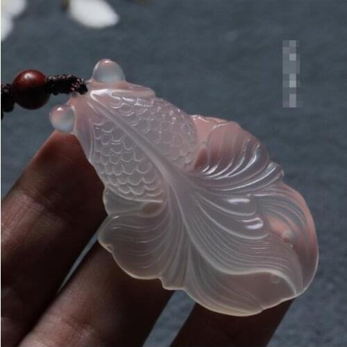 Natural chalcedony fish pendant necklace gift>>>Wholesale Free Shipping 100% Natural Jewelry