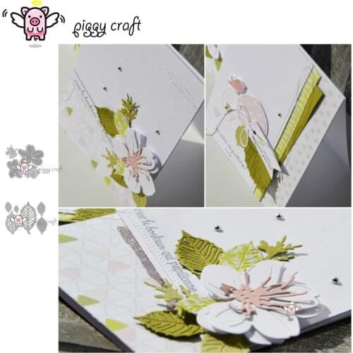 Piggy Craft metal cutting dies cut die mold Flower leaf decoration Scrapbook paper craft knife mould blade punch stencils dies