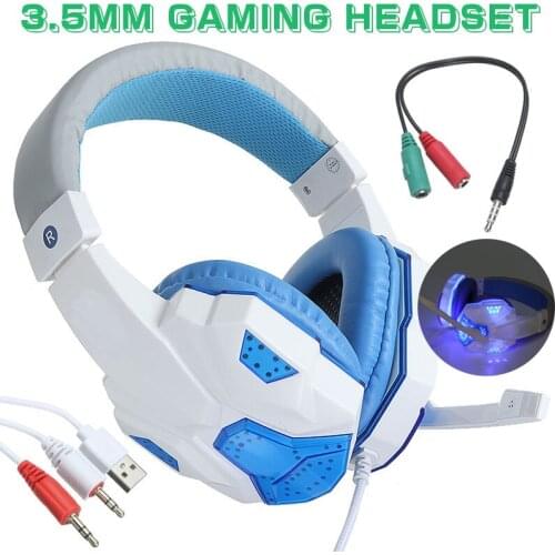 POHIKS 1pc High Quality Stereo Sound Headsets 3.5mm Wired Gaming Headphone With Mic LED Light For PC Laptop PS4 Xbox One