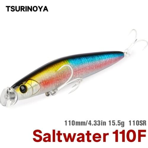 TSURINOYA Saltwater Floating Minnow Fishing Lure HUNTER DW81 110mm 15.5g Shallow Range Pencil Bait Sea Bass Pike Bass Jerkbait