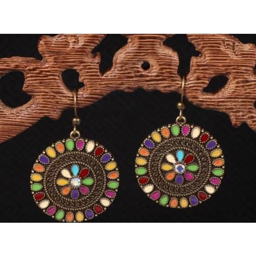 Simple Design Rhinestone Bohemia Earring Drop Pendientes Colorful Jewelry