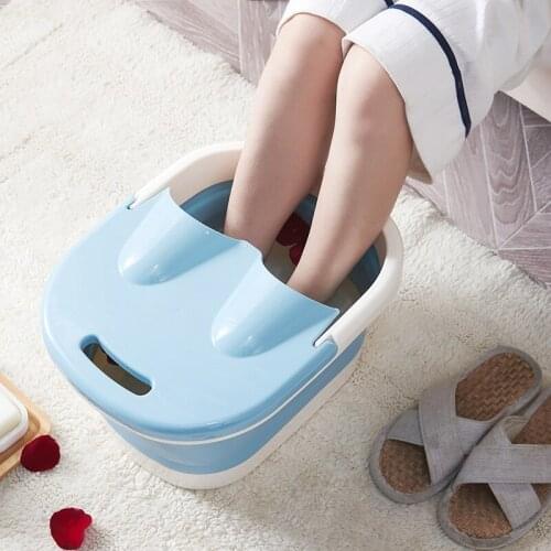 Folding Foot Wash Tub Plastic Sauna Soaking Foaming Massage with Lid Portable Pedicure Bucket Home Foot Bath Massage Hot Tubs