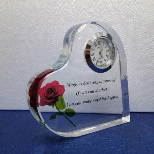 50PCS/LOT Wedding Crystal Clock Crystal Heart Clock Paperweight Wedding Gifts Favors Souvenirs