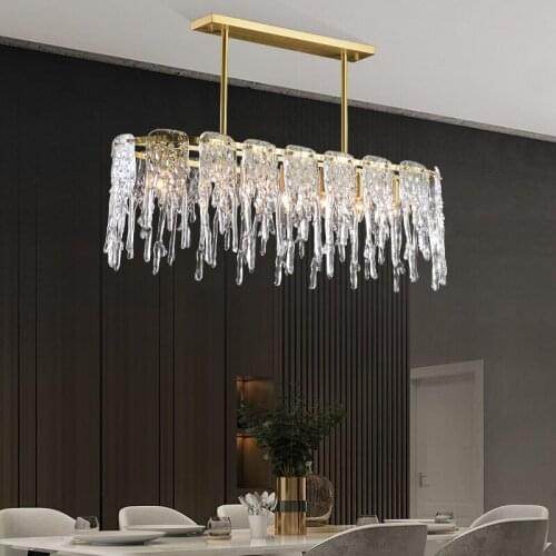 Light Luxury Icicle Chandelier Living Room Hotel Restaurant Glass Crystal Suspension Lamps Creative Engineering Lamps PA0700