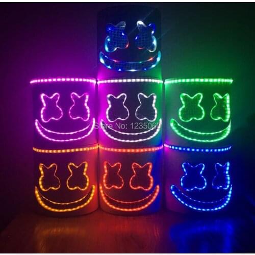LED Light Stage Mask Cosplay DJ Music Masks Disco Bar Masquerade Party Prop Halloween Cosplay LED Luminous Full Head Helmet