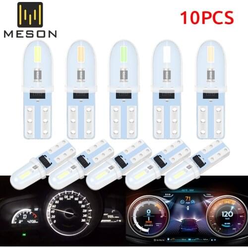 10PCS T5 LED Auto Car Led Bulbs No Polarity Dashboard Lamp 2-3014 SMD Door License Plate Light White Red Green 12V DC