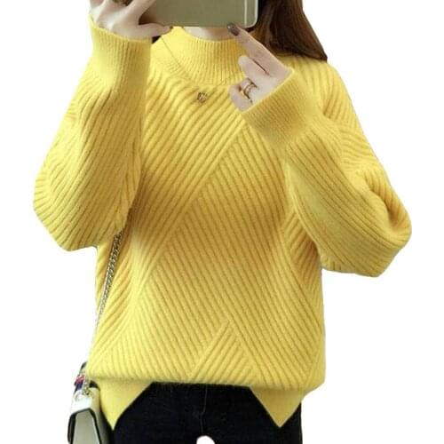 Sweater Female 2019 Autumn Winter Turtleneck Knitted Women Sweater Long Sleeve Casual Pullover Female Jumper Pull Femme Top R631