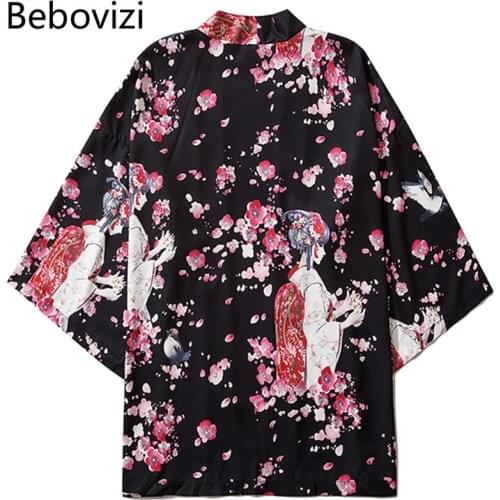 Bebovizi Streetwear Beach Yukata Men Women Cardigan Blouse Harajuku Robe 2020 Japan Kimono Femme Japanese Style Sexy Clothes