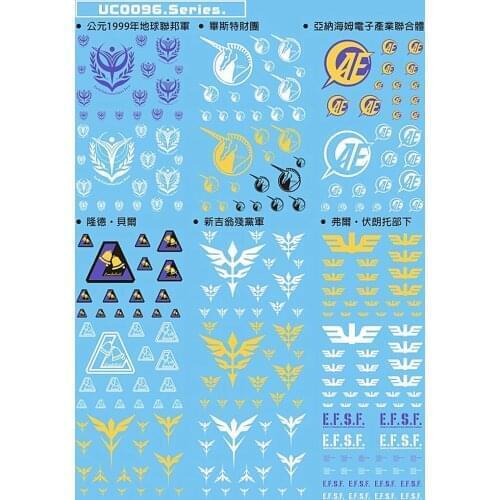 D.L high quality Military emblem series Decal water paste 02-UC96 For Bandai RG 1/144 MG 1/100 PG 1/60 Zion UC Gundam DL164