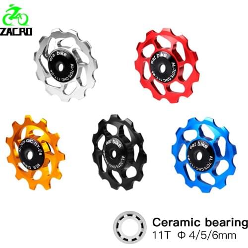 Zacro 11T Bicycle Rear Derailleur Jockey Wheel Ceramic Bearing MTB Derailleur Pulley AL7075 CNC Bike Guide Roller Idler 4/5/6mm