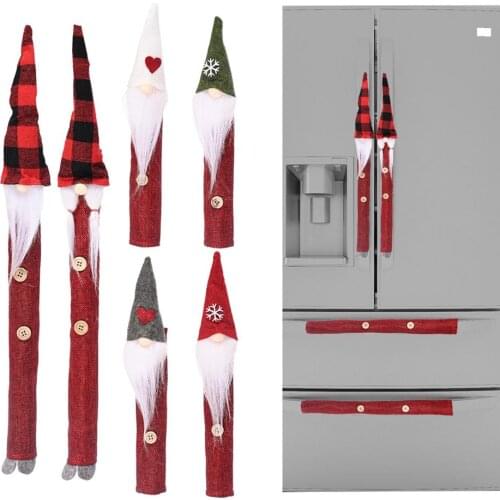 8Pcs/Set Cloth Christmas Gnome Microwave Oven Fridge Handle Protective Cover Handle Protective Cover microwave oven resistant