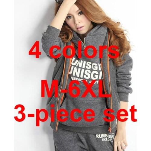 Clothing Women 2020 Autumn/Winter Cotton Polyester Wide Hoodies Sports Warm Female Oversize Y2K Aesthetic Girls Three-Piece Suit