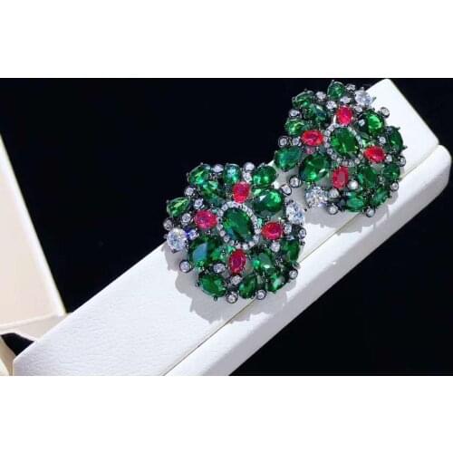 Green color big earring vintage cubic zircon stud earring fashion women jewelry free shipping europe