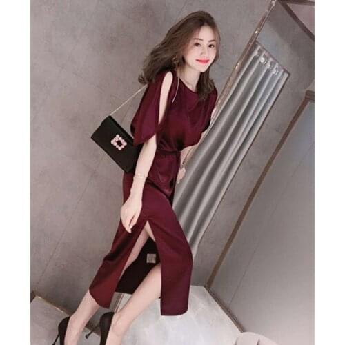 Europe The United States High End Luxury Celebrity Temperament Acetate Satin Fabric Dress Womens Spring And Summer Vestido