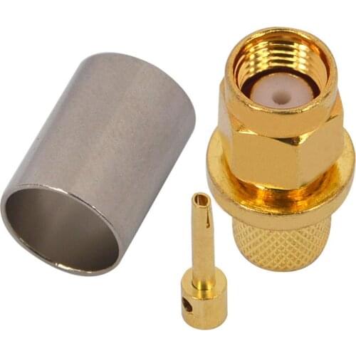 10 Pieces RP SMA Male Plug(Female pin) Goldplated Straight Adapter Connector Crimp for RG6 Cable