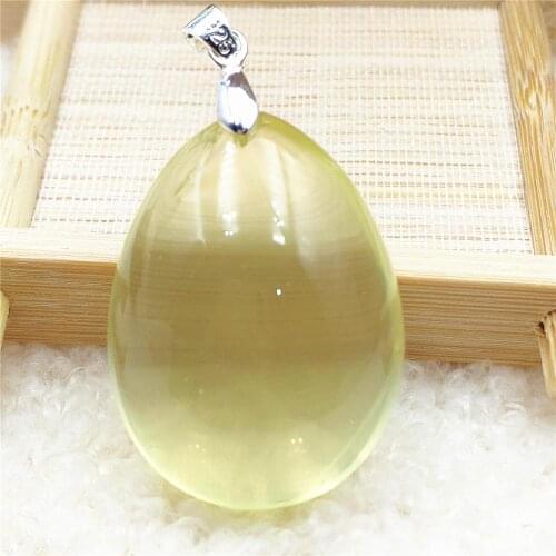 100% Natural Yellow Citrine Quartz Water Drop Pendant 35x26x17mm From Brazil Women Jewelry Clear Citrine Beads Necklace AAAAA