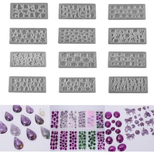 12Style Mini Pendants Silicone Molds UV Epoxy Resin Mold Heart Candy Pandent Casting Mould for DIY Craft Jewelry Making Necklace