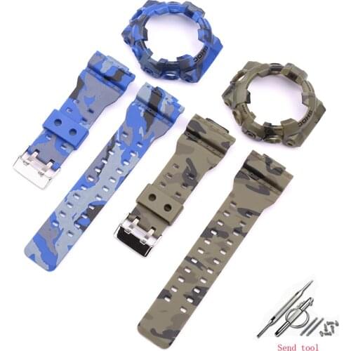16mm camouflage resin strap case suitable for Casio GA700 710 735 series watch accessories men and women silicone sports strap