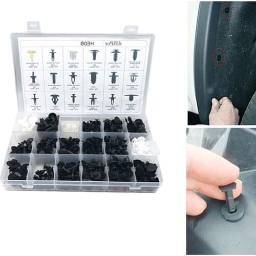 435pcs Car Hybrid Plastic Buckle Interior Panel Buckle Fastener Rivet Clip Bumper Fender Trunk Fixing Screw Auto Parts