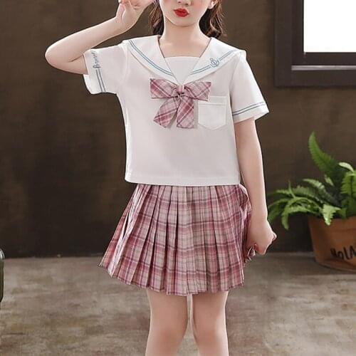 Kids Girls' Shirt & Skirt Clothing Set 2 Pieces Short Sleeve Blushing Pink Jacquard Letter Embroidered Pleated Bow School Daily