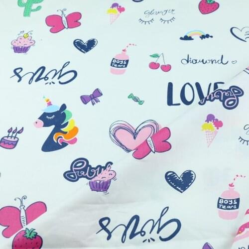 Baby&child 100% Cotton TwillFabric,Printed Unicorn DIY Bedding Textile Fabric,Sewing Quilting Fat Quarters Material