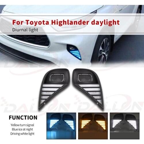 2PCS DRL For Toyota Highlander 2020 2021 Daytime Running Lights fog lamp cover headlight 12V Daylight car-styling