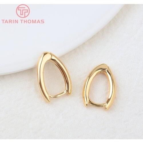 4PCS 11x17.5MM 24K Gold Color Brass with Pins Earring Clasp High Quality DIY Jewelry Making Findings Accessories