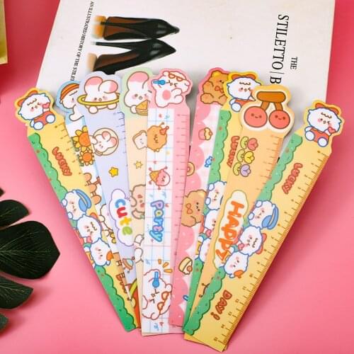 2 PCS/Lot Love Mini Ruler Learning A Good Helper 15 Cm Childrens Favorite Cartoon Straight Ruler Study Measure Stationery