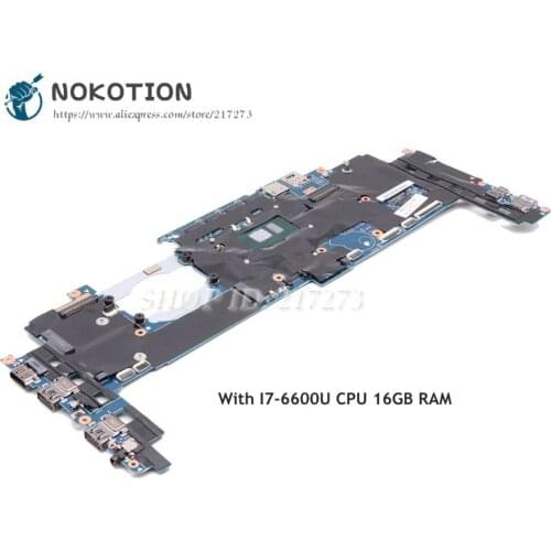 NOKOTION For Lenovo Thinkpad X1 Laptop Motherboard 14 inch SR2F1 I7-6600U CPU 16GB RAM Memory 01AX813 448.04P16.002M