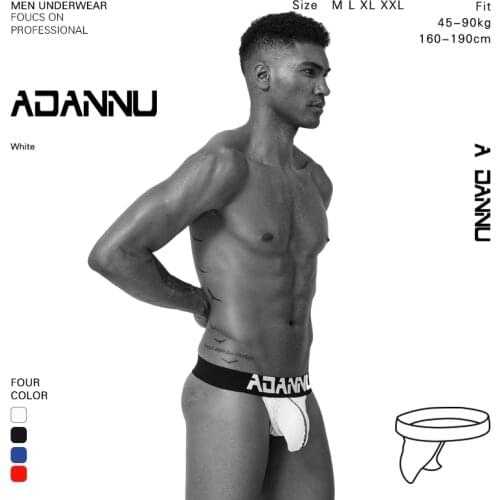 ADANNU 4PC/LOT Brand Mens Jock Straps Men Underwear Cotton Sexy Male Tanga hombre G-string Thongs Breathable Gay Briefs