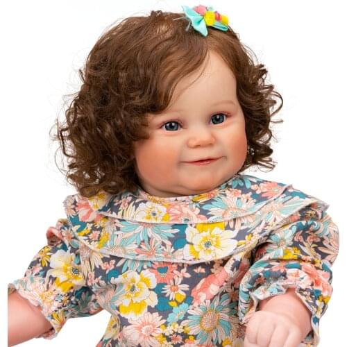 NPK 60CM Maddie Huge Size Baby Reborn Toddler Popular Girl Doll with Rooted brown hair Soft Cuddle Body High Quality Doll