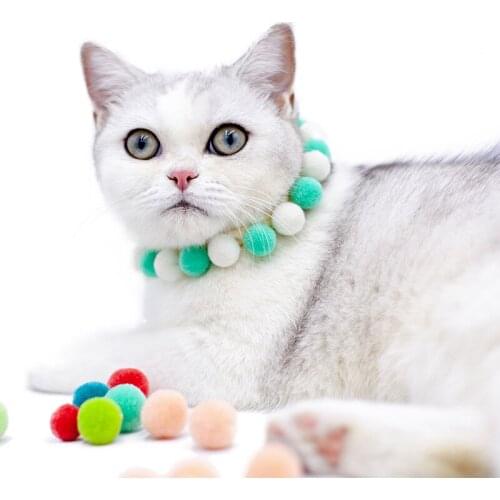 Pet Cat Fur Ball Collar INS Cute Milk Dog Necklace Cat Ball Ball Necklace Handmade Cat Collar For Small Medium cats Pet Supplies