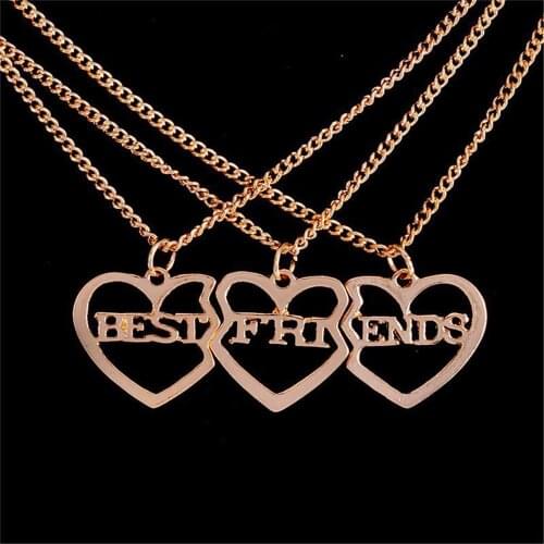 New 3 Best Friend Necklace Hot Heart Broken 3 Parts Pendant Necklace Best Friend Forever Necklace Jewelry Gift For Friendship